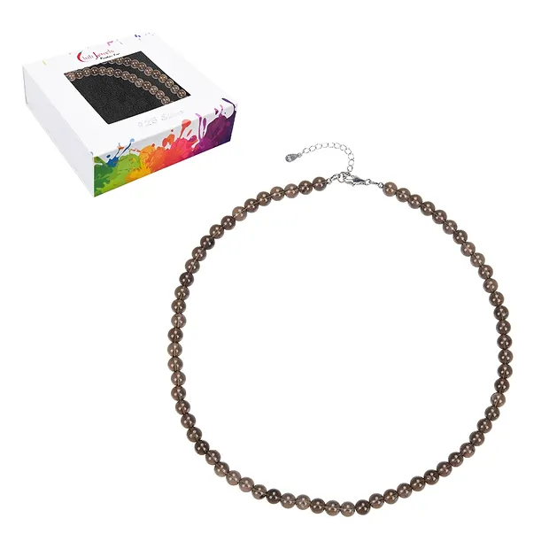 Kette Rauchquarz, Kugeln (6mm), rhodiniert | GH Edelsteine, Heilsteine & Schmuck