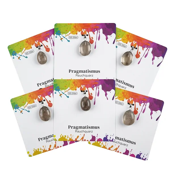 Ciondolo in quarzo fumé, piccola Pietra burattata, rodiato | Marco Schreier