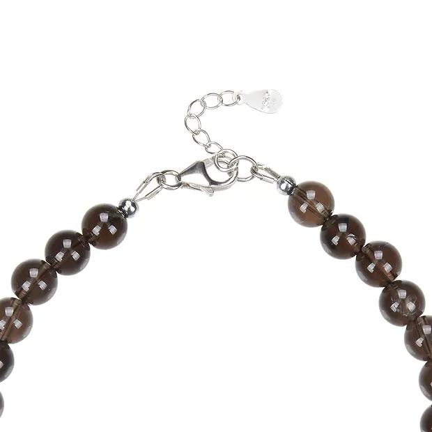Armband Rauchquarz, 6mm-Kugeln, Verlängerungskettchen, rhodiniert | Marco Schreier