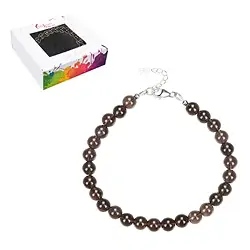 0612859060 Bracelet Smoky Quartz, 6mm beads, extension chain, rhodiniert | Marco Schreier