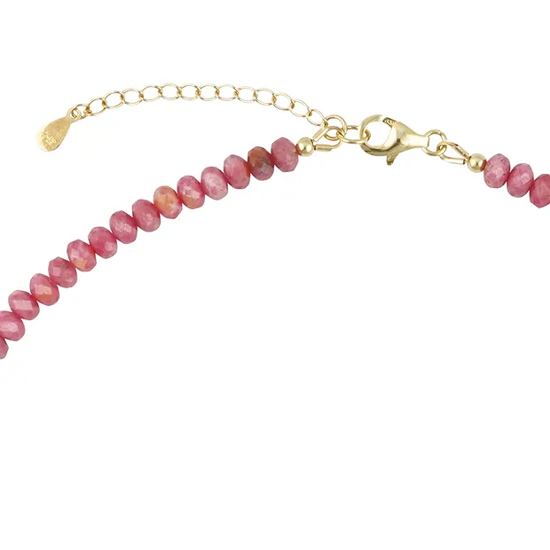 Kette Rhodonit, Button facettiert, vergoldet | Edelsteine, Heilsteine & Schmuck