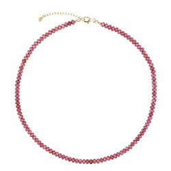 0613112231 Collana di rodonite, bottone sfaccettato, placcato oro | Marco Schreier