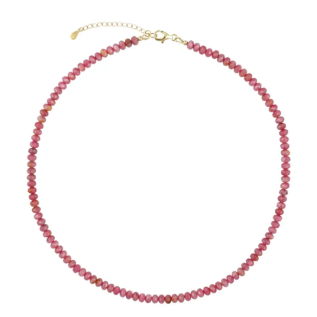 Collana di rodonite, bottone sfaccettato, placcato oro | Marco Schreier