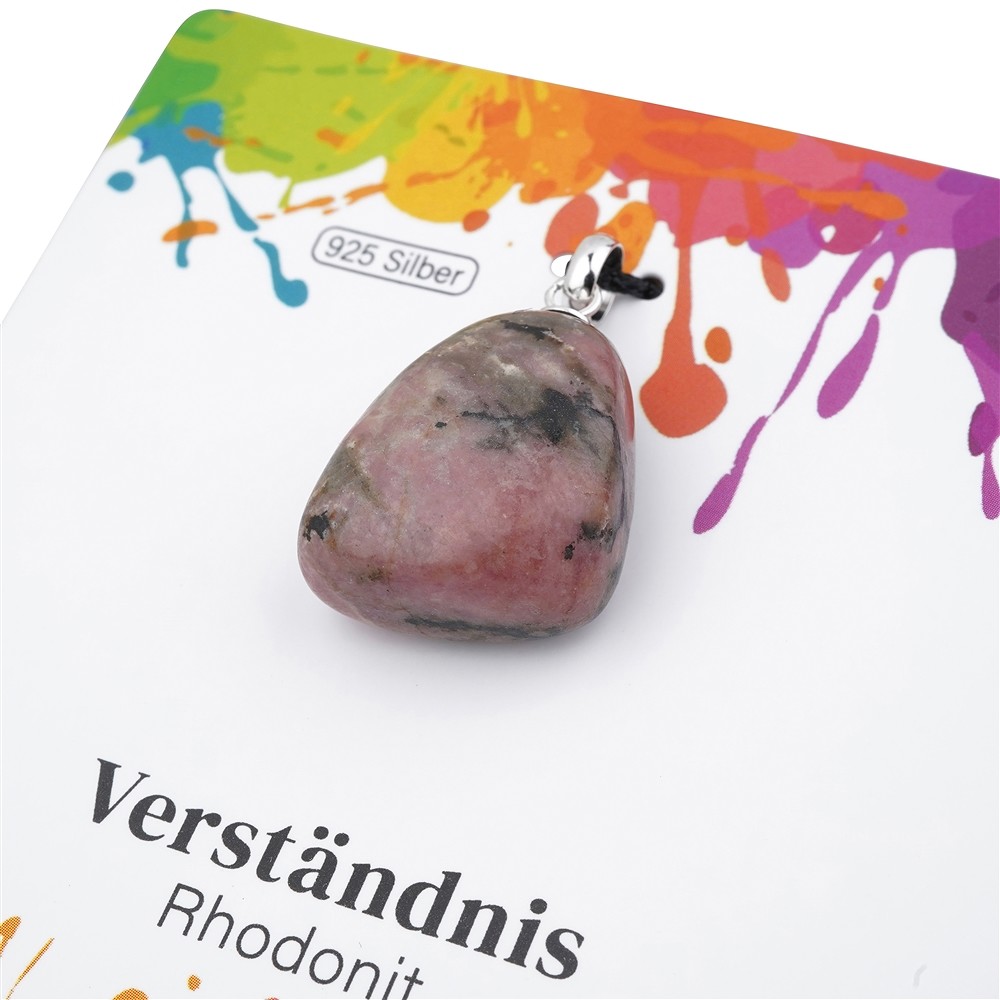 Rhodonite pendant, small Tumbled Stone, rhodiniert | Marco Schreier