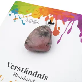 Ciondolo in rodonite, piccola pietra burattata, rodiato | Marco Schreier