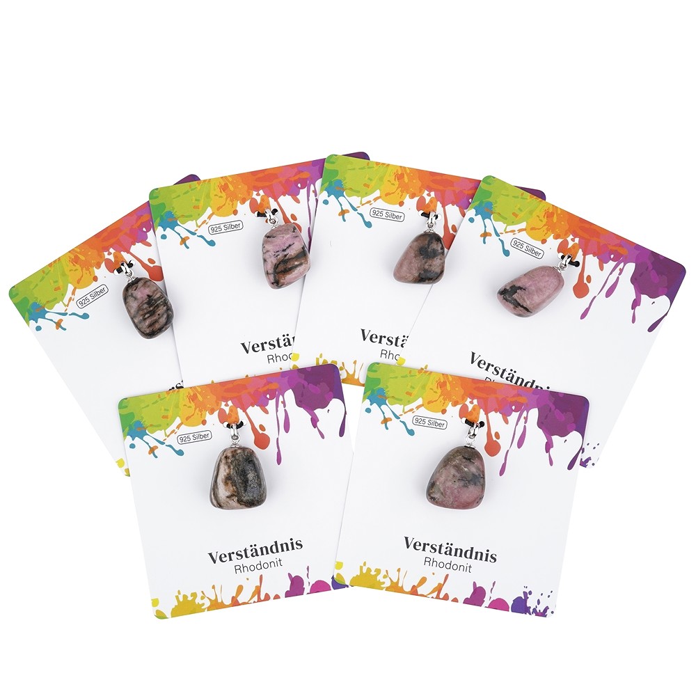 Rhodonite pendant, small Tumbled Stone, rhodiniert | Marco Schreier