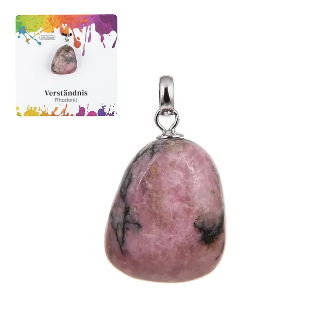 Rhodonite pendant, small Tumbled Stone, rhodiniert | Marco Schreier