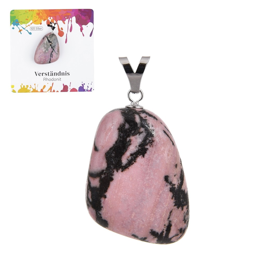Rhodonite pendant, large Tumbled Stone, rhodiniert | Marco Schreier