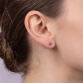 Earstuds Rhodonite, ball, 4mm | minerals trade - gems, healing stones & jewelry