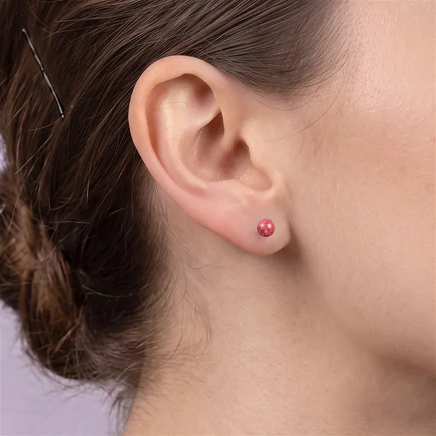 Pendientes Rodonita, bola, 4mm | piedras preciosas, piedras curativas y joyería