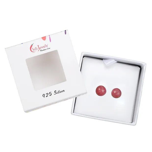 Pendientes Rodonita, bola, 4mm | piedras preciosas, piedras curativas y joyería