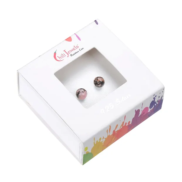 Earstuds Rhodonite, ball, 4mm | minerals trade - gems, healing stones & jewelry