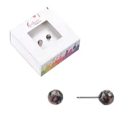 0613145104 Earstuds Rhodonite, ball, 4mm | minerals trade - gems, healing stones & jewelry