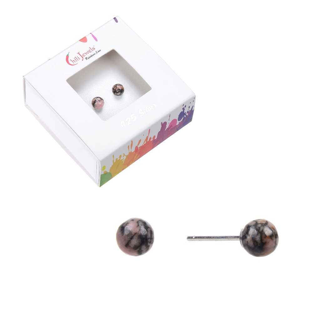 Pendientes Rodonita, bola, 4mm | piedras preciosas, piedras curativas y joyería