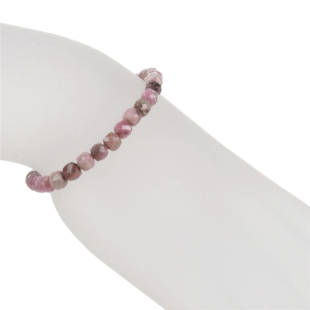 Bracelet, Rhodonite, 04mm cube, faceted | wholesaler gems & healing stones
