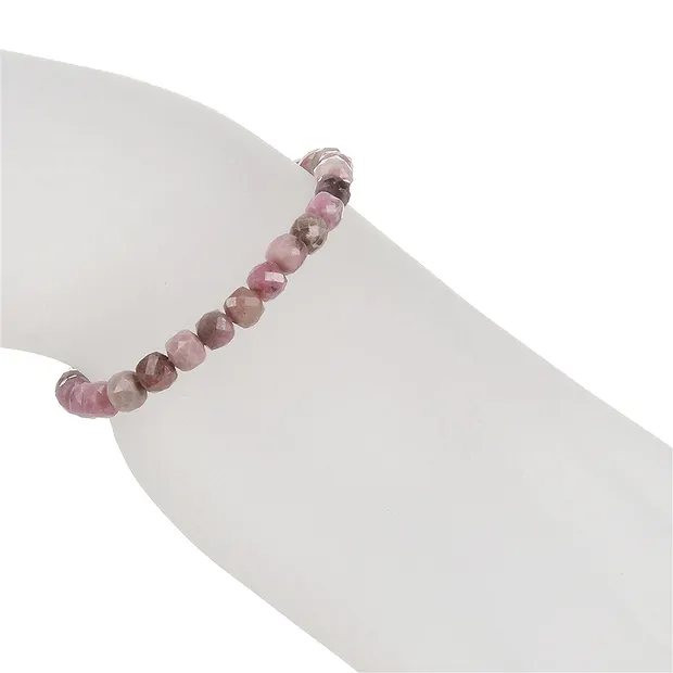 Bracelet, Rhodonite, 04mm cube, faceted | wholesaler gems & healing stones