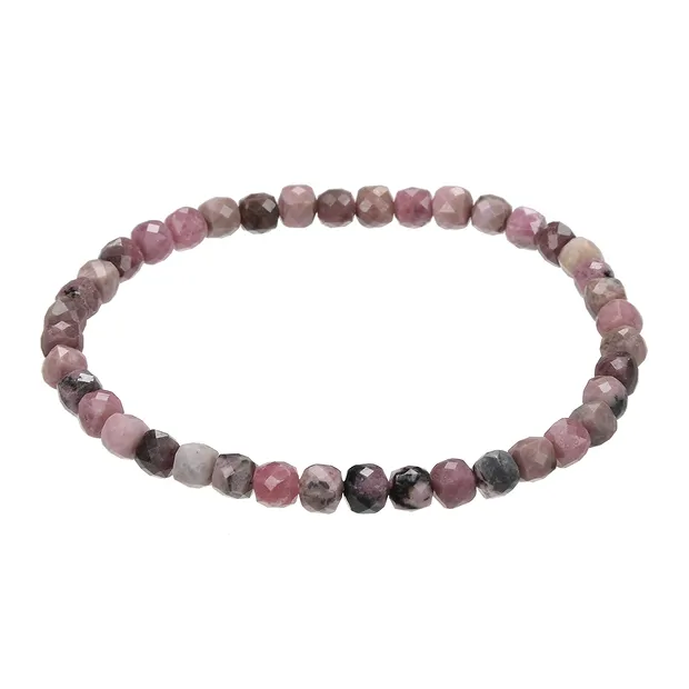 Armband, Rhodonit, 04mm Würfel, facettiert | GH Edelsteine, Heilsteine & Schmuck