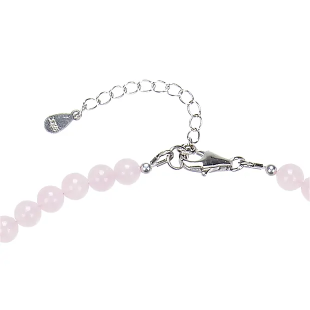 Kette Rosenquarz, Kugeln (6mm), rhodiniert | GH Edelsteine, Heilsteine & Schmuck