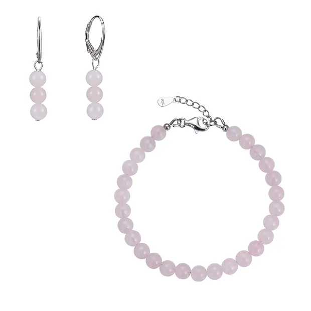 Kette Rosenquarz, Kugeln (6mm), rhodiniert | GH Edelsteine, Heilsteine & Schmuck