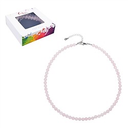 0613312206 Collana di quarzo rosa, perline (6 mm), rodiato, catena di estensione | Marco Schreier