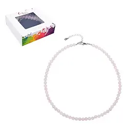 0613312206 Kette Rosenquarz, Kugeln (6mm), rhodiniert, Verlängerungskettchen | Marco Schreier