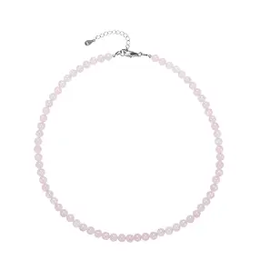 Chaîne Quartz rose, boules (6mm), rhodié | Marco Schreier