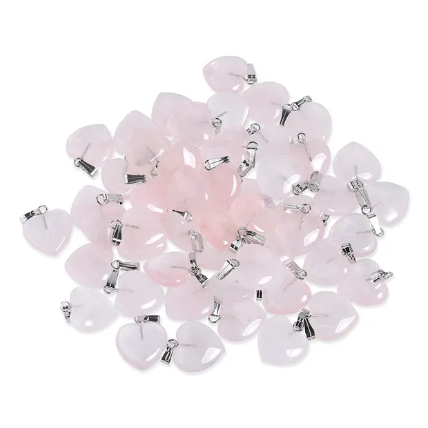 Alfiler colgante corazón 1,5cm, Cuarzo rosa, Anilla color plata (100 unid./VE) | Marco Schreier