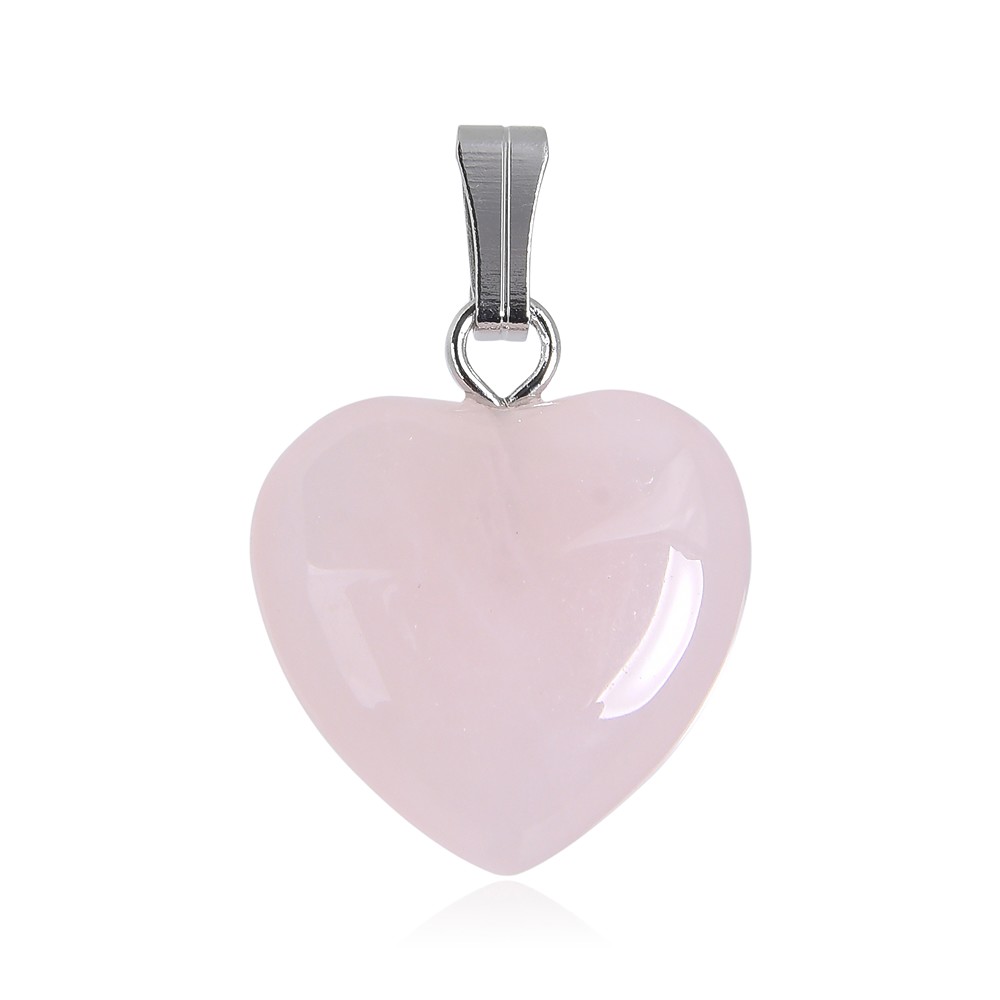 Alfiler colgante corazón 1,5cm, Cuarzo rosa, Anilla color plata (100 unid./VE) | Marco Schreier