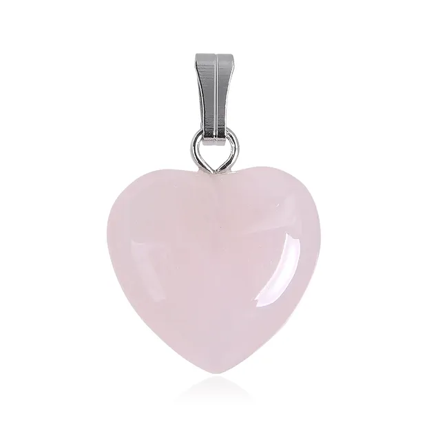 Pendentif coeur 1,5cm, Quartz rose, anneaux couleur argent (100 pcs/UC) | Marco Schreier