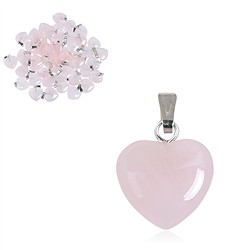 0613320015 Pendentif stylo coeur 1,5cm, Quartz rose, anneaux couleur argent (100 pcs/UC) | Marco Schreier