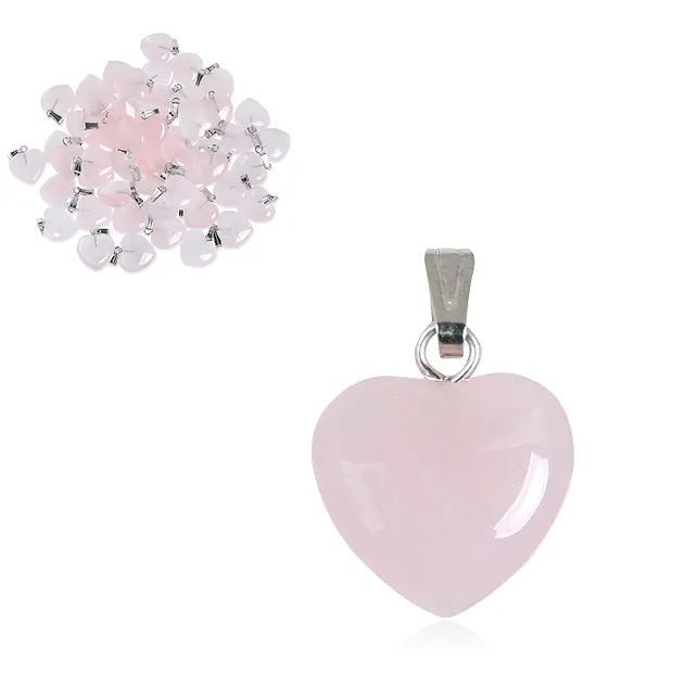 Pin pendant heart 1.5 cm, Rose Quartz, silver-colored eyelet (100 pcs./ PU) | Marco Schreier