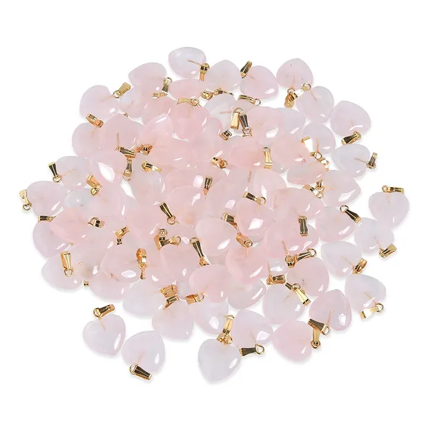 Pendant heart 1.5 cm, Rose Quartz, gold-colored eyelet (100 pcs./ PU) | Marco Schreier