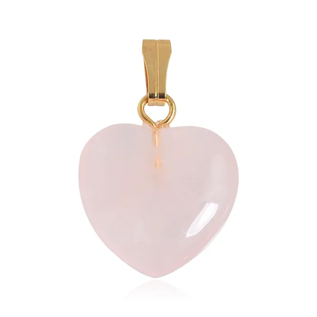 Pendentif stylo coeur 1,5cm, Quartz rose, anneaux dorés (100 pcs/UC) | Marco Schreier