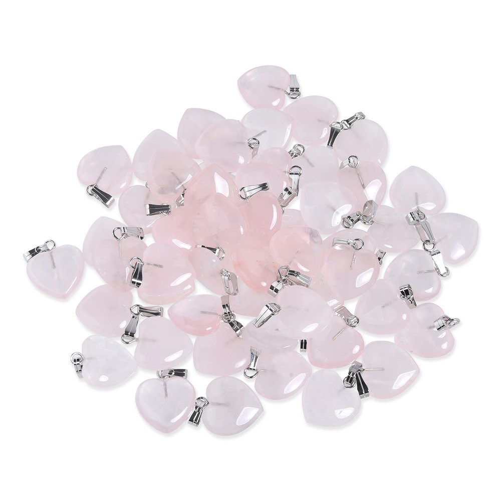 Ciondolo a cuore 2,0 cm, Quarzo rosa, occhiello color argento (100 pz./ UC) | Marco Schreier