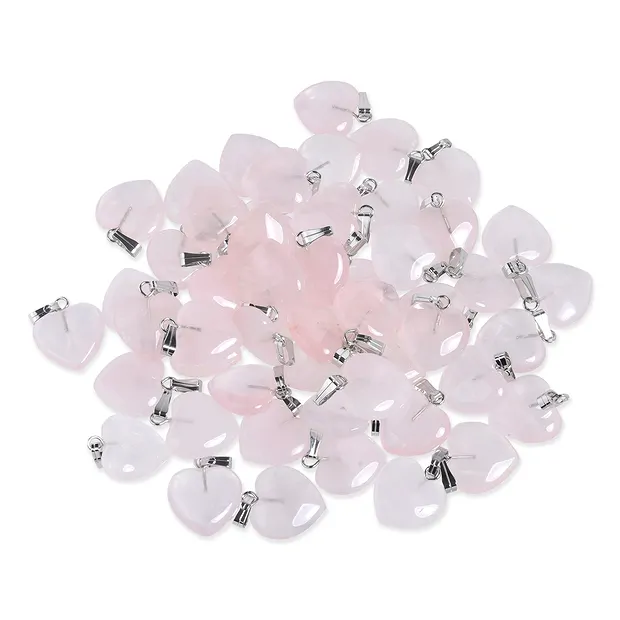 Pendentif coeur 2,0cm, Quartz rose, anneaux couleur argent (100 pcs/UC) | Marco Schreier