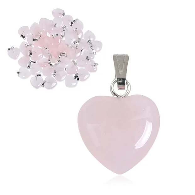 Pendant heart 2.0 cm, Rose Quartz, silver-colored eyelet (100 pcs./ PU) | Marco Schreier