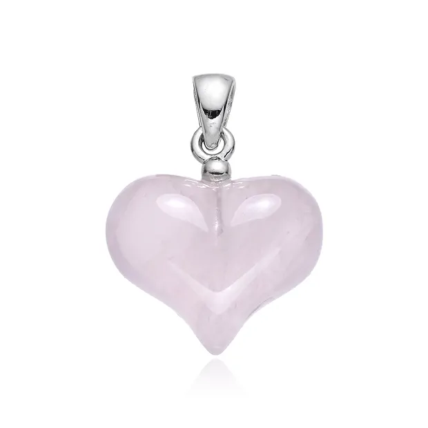 Ciondolo in quarzo rosa, cuore (16 mm), 2,4 cm, rodiato | Marco Schreier