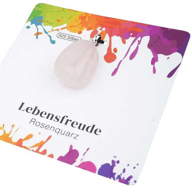 Anhänger Rosenquarz, Trommelstein klein, rhodiniert | Marco Schreier