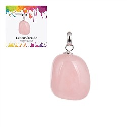 0613325106 Pendentif Quartz rose, Pierre roulée petite, rhodié | Marco Schreier