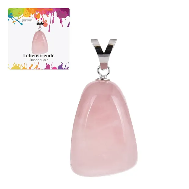 Ciondolo Quarzo rosa, pietra burattata grande, rodiato | Marco Schreier