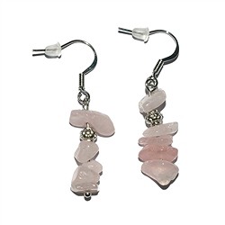 0613340001 Sliver earrings, Rose Quartz, for floor stand | wholesaler gems &amp; healing stones