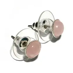 0613340002 Pendientes, Cuarzo rosa, 06mm cabujón, para soporte de suelo | Marco Schreier