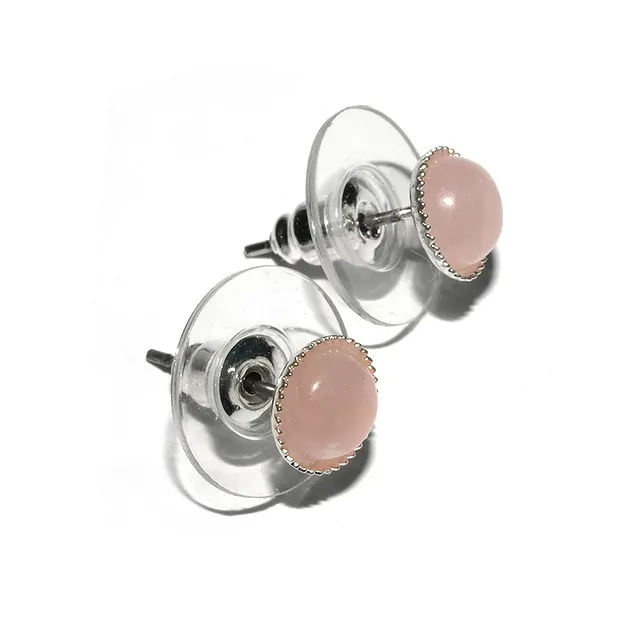 Ohrstecker, Rosenquarz, Metall | Großhändler Edelsteine, Heilsteine & Schmuck