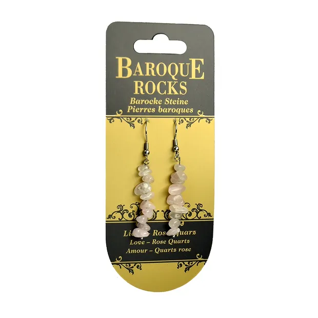 Earrings Baroque Classic, Rose Quartz | wholesale gems, healing stones & jewelry