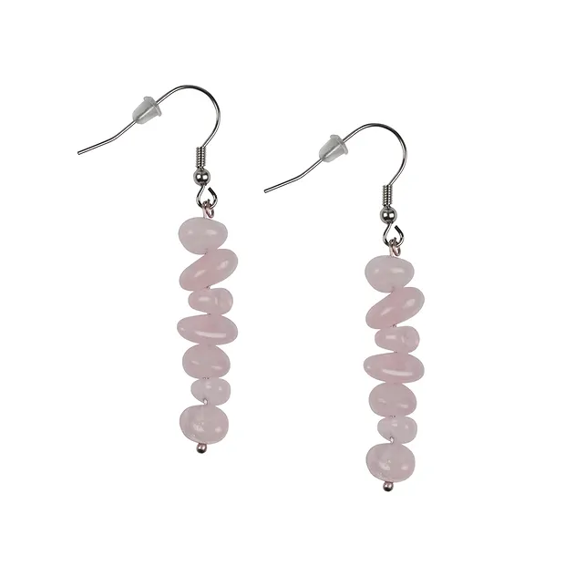 Earrings Baroque Classic, Rose Quartz | wholesale gems, healing stones & jewelry