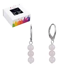 0613345442 Boucles d'oreilles avec crochets en Quartz rose, boules de 6mm, rhodié | Marco Schreier