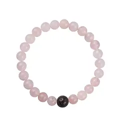 0613350207 Pulsera, Cuarzo rosa, hueso de dinosaurio, 14cm (para niños) | Marco Schreier