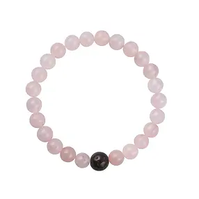 Bracelet, Rose Quartz, dinosaur bone, 14cm (for children) | Marco Schreier