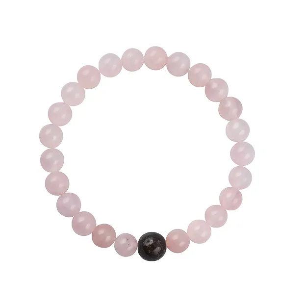 Bracelet, Rose Quartz, dinosaur bone, 14cm (for children) | Marco Schreier