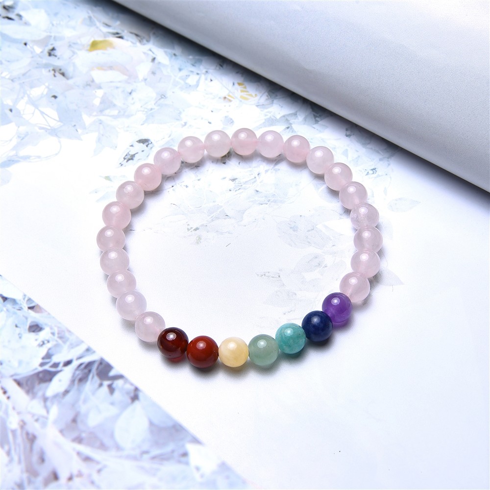 Bracciale, chakra, Quarzo rosa (stab.), perline da 06 mm, 15 cm (per bambini) | Marco Schreier
